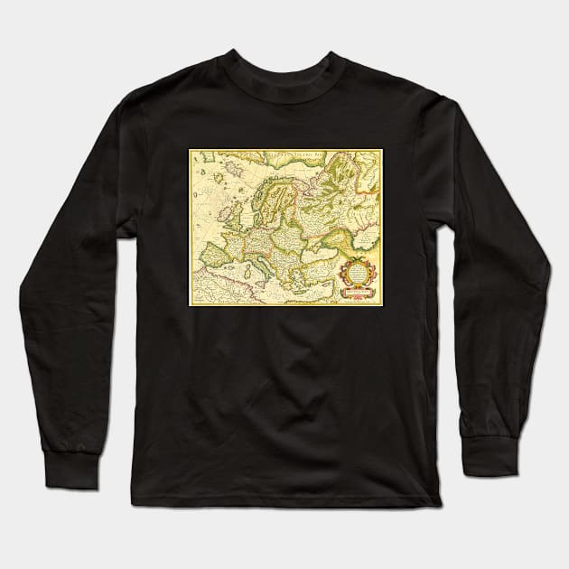 Antique Map of Europe by Gerardus and Rumold Mercator, 1595 Long Sleeve T-Shirt by MasterpieceCafe